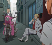 biker thug in alley